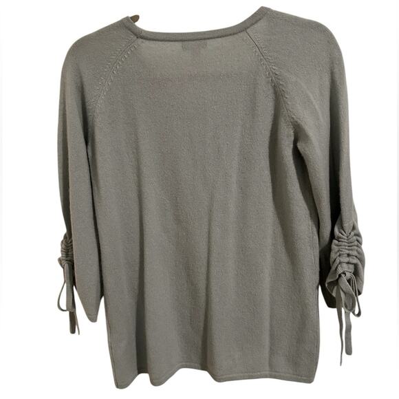 NWOT Scoop Neck Powder Blue 100% Cashmere Sweater Ruched Tie Sleeve, size XS - Picture 7 of 7